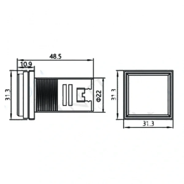 AD22-22VAS 22mm Dijital Volt-Ampermetre Kare Kırmızı