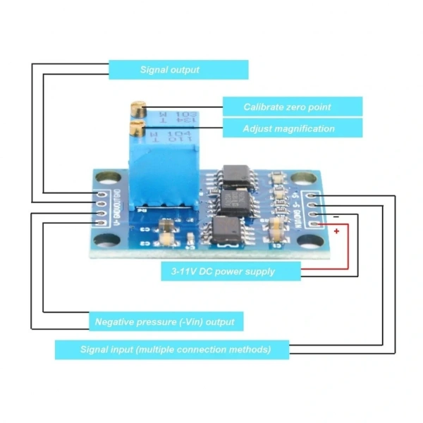 AD620 Yüksek Hassasiyetli Mikrovolt Sinyal Kuvvetlendirici Modül DC 12V