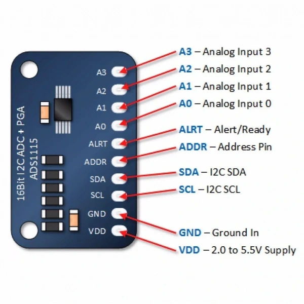 ADS1115 16 Bit I2C 4 Kanal ADC Arduino Modül