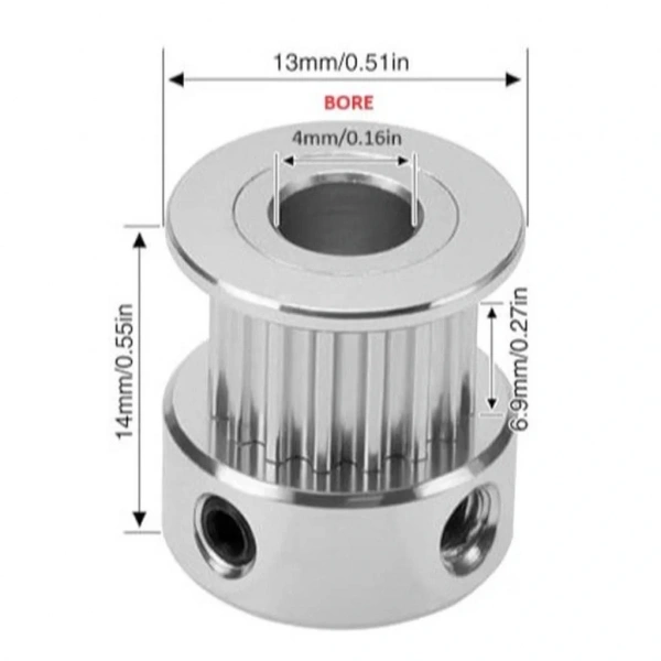 Alüminyum GT2 Kasnak 16 Diş 4mm İç Çap