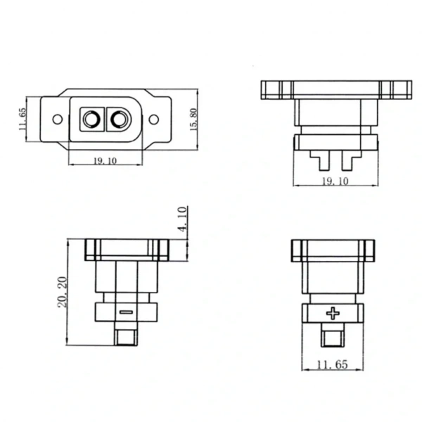 Amass XT60E-F Panel Tipi Dişi Konnektör - XT60