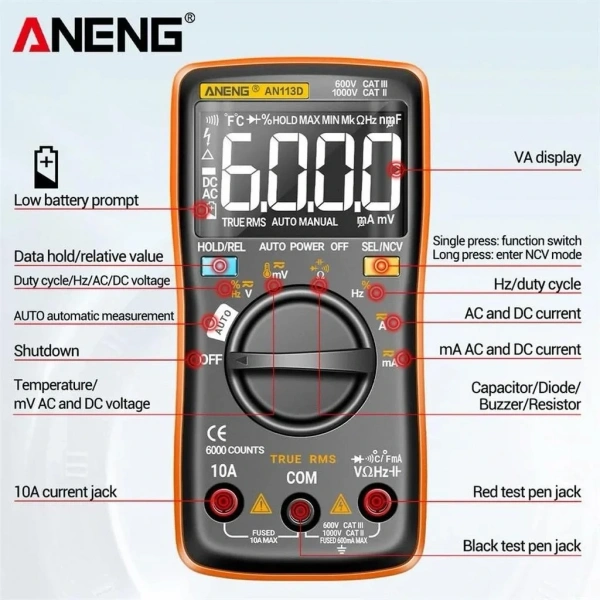 ANENG AN113D Dijital Multimetre Akıllı Otomatik