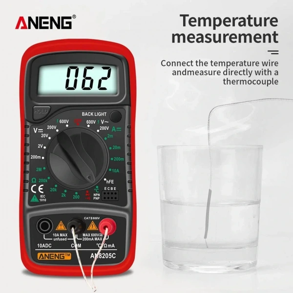 Aneng AN8205C Dijital Multimetre (Kırmızı)