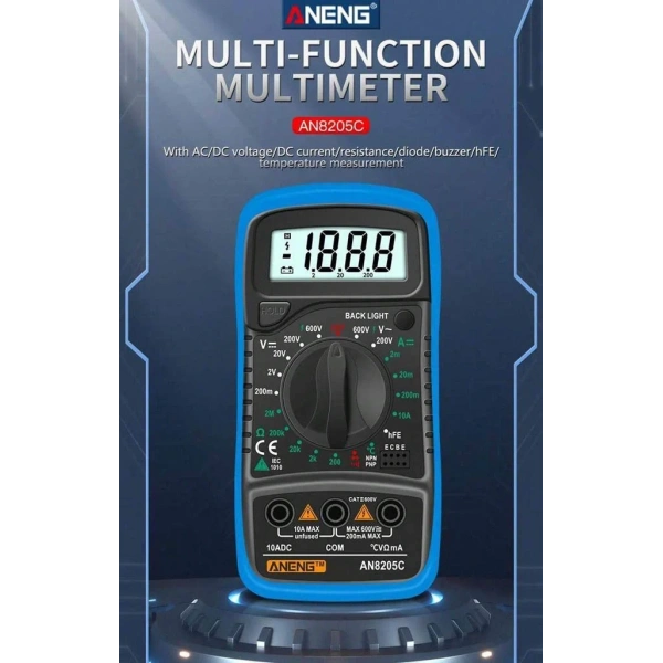 Aneng AN8205C Dijital Multimetre (Mavi)