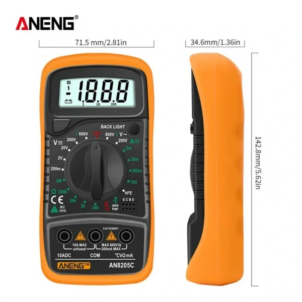 Aneng AN8205C Dijital Multimetre (Sarı)