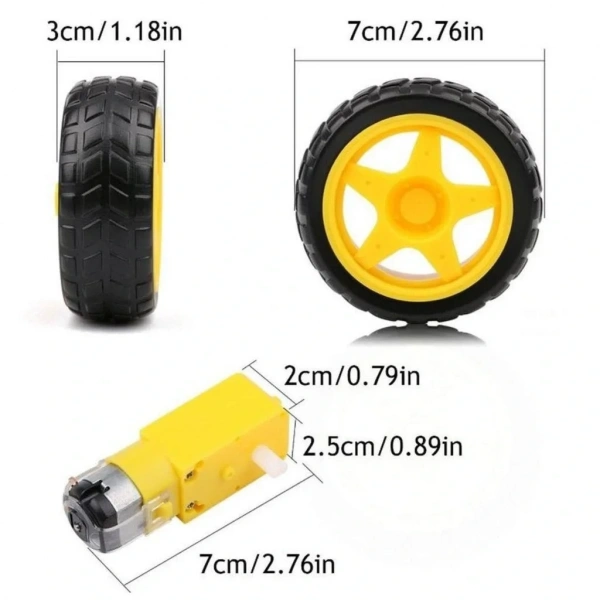 Arduino 6V 250 Rpm DC Motor Ve Tekerlek Seti