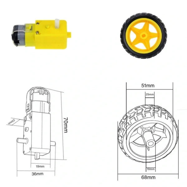 Arduino 6V 250 Rpm DC Motor Ve Tekerlek Seti