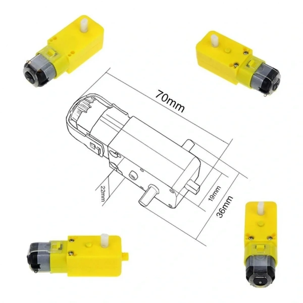 Arduino 6V 250RPM Redüktörlü Araba Motoru