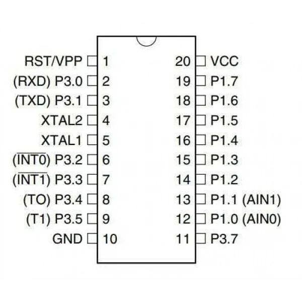 AT89C4051-24PU DIP-20 24MHz Mikrodenetleyici