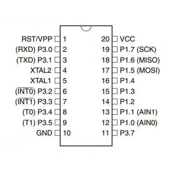 AT89S4051-24PU DIP-20 24MHz Mikrodenetleyici