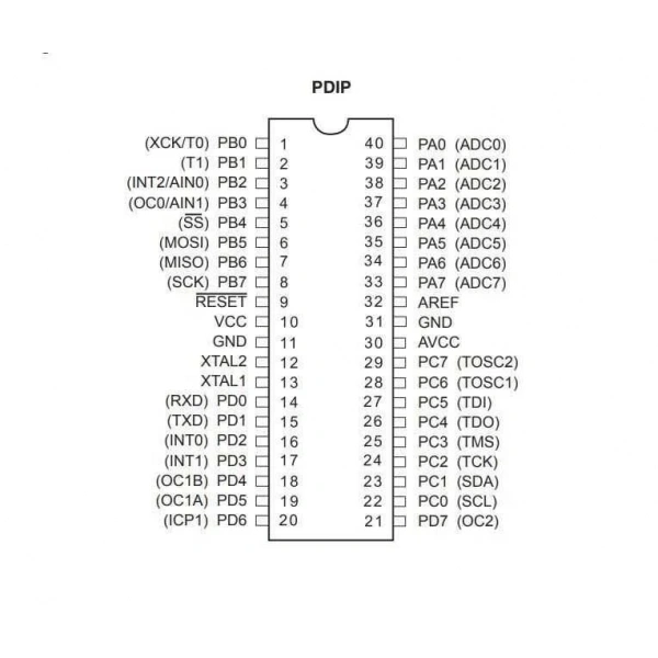 ATMEGA16A-PU DIP-40 16MHz Mikrodenetleyici