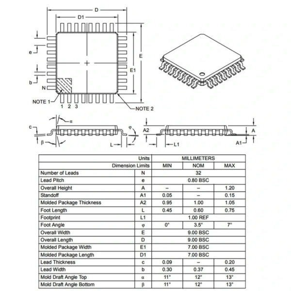 ATMEGA328PB-AU SMD 8 Bit 20MHz TQFP32