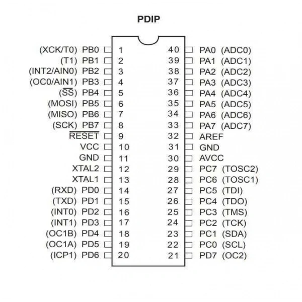 ATMEGA32A-PU DIP-40 16MHz Mikrodenetleyici