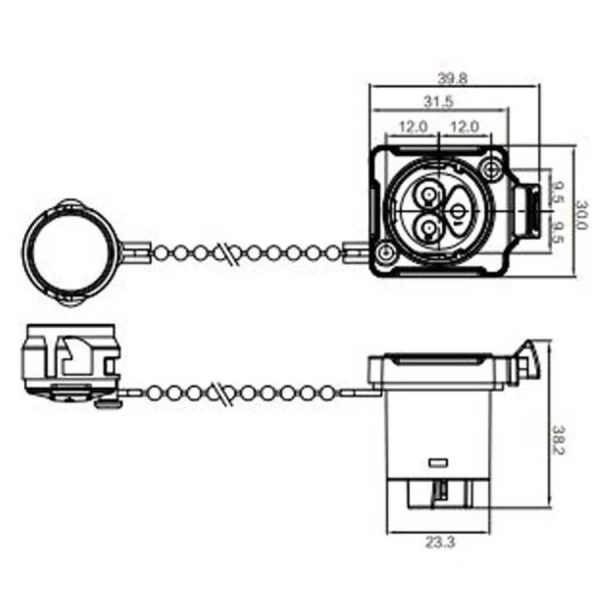 BD-24-J03SX-02-201A 3-Pin Su Geçirmez Konnektör - Dişi