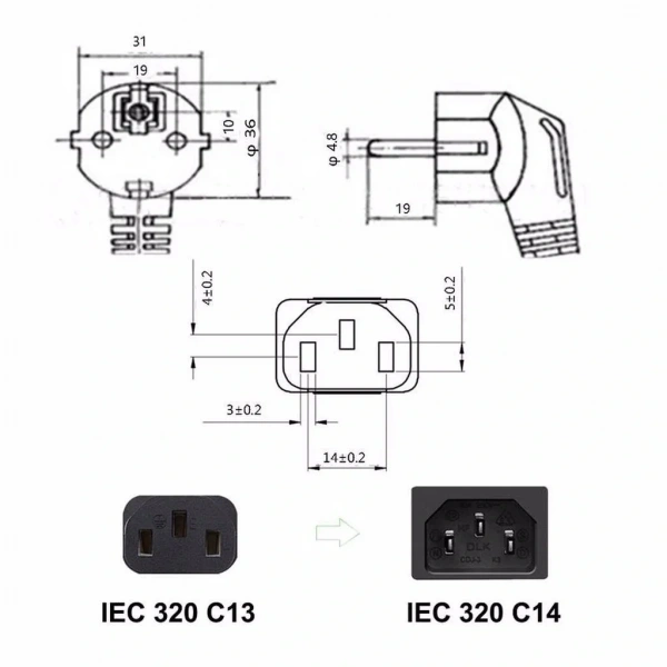 Bilgisayar Güç Kablosu Kasa Ekran Kablosu 3X0.75mm 1.5m