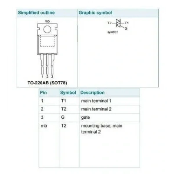 BT136 - TO220 4A 600V Triyak