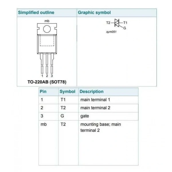 BT137 - TO220 8A 600V Triyak