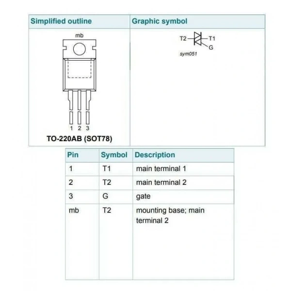 BT138 - TO220 12A 600V Triyak