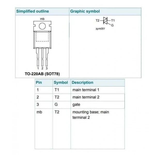 BT139 - TO220 16A 600V Triyak