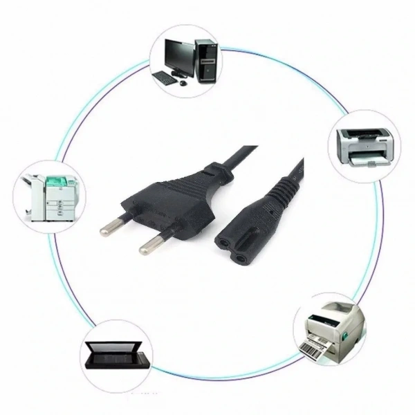 C7 2 Pin Teyp Yazıcı Power Fişi Güç Kablosu 1.5m