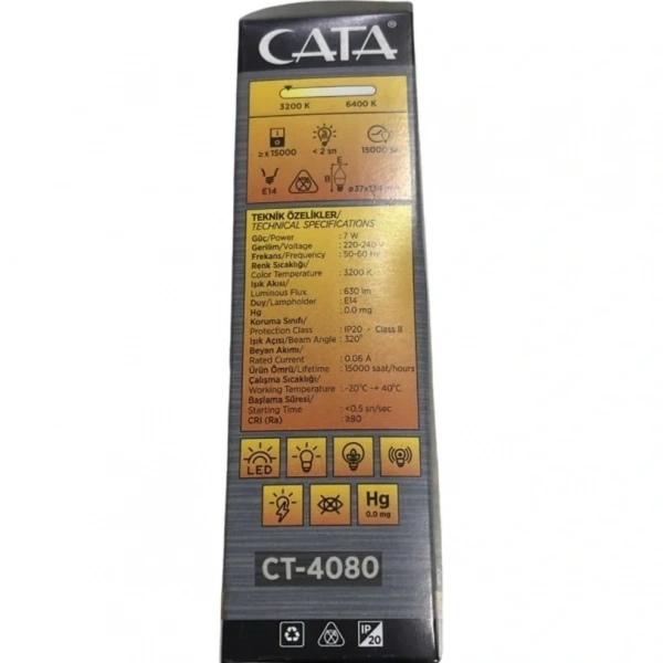 Cata CT-4080 7W E14 Led Kıvrık Buji Ampul (Günışığı)