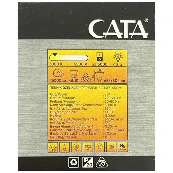 Cata CT-4215 Çanak Led Ampul 7W 3000K Günışığı