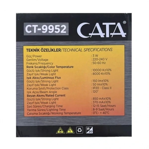 Cata CT-9952 Soma Gemici El Feneri