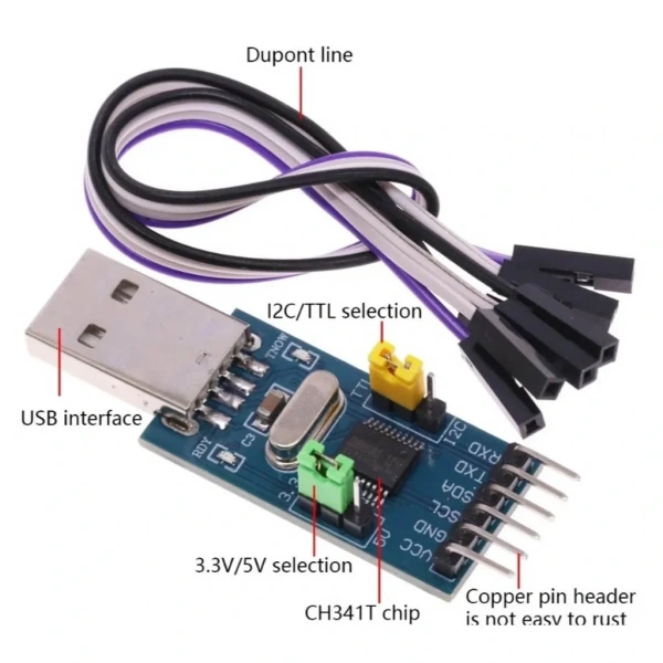Ch341TTL 2 in 1 modül 3.3V 5V USB I2C IIC UART USB TTL