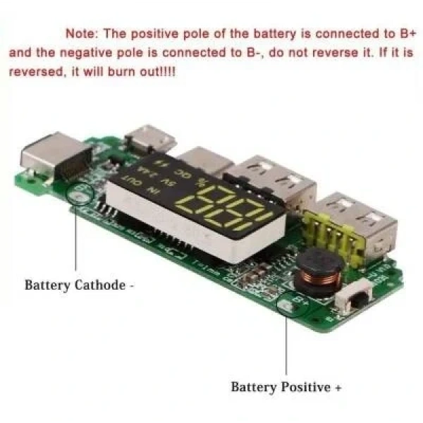 Çift USB 5V 2.4A Ledli Micro Type-C Powerbank Modülü