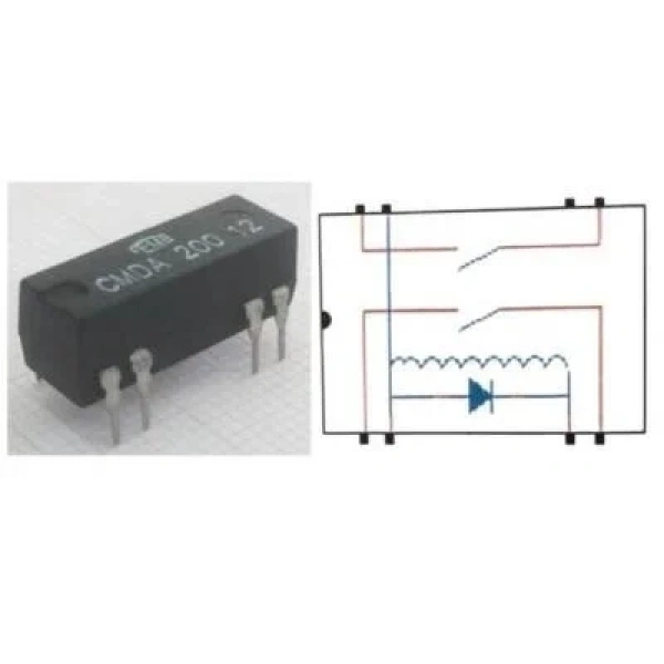 CMDA 200 12 Reed Röle Çift Kontak N/O 12VDC 0.5A