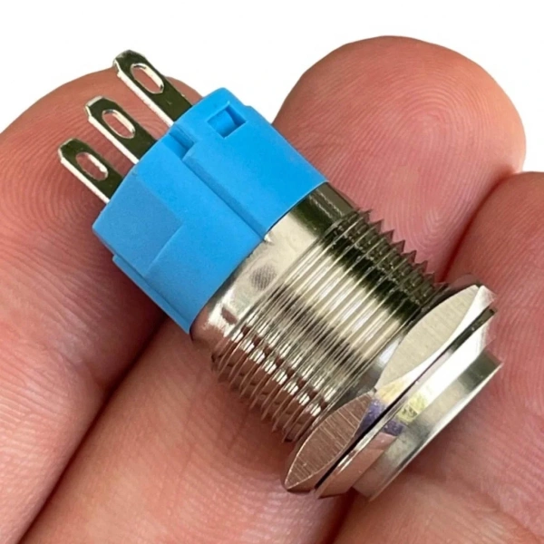 D20 16mm Metal Yeşil Halka Ledli Kalıcı Buton 24V