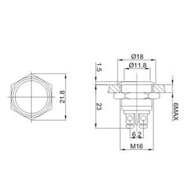 D40 16mm Metal Buton Yaylı