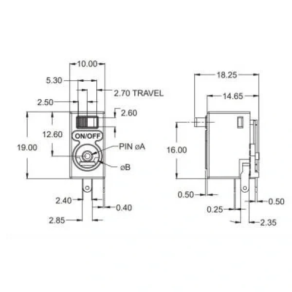 DC 2.5 / 3mm Jack Şase Pcb Tipi - On-Off Swichli