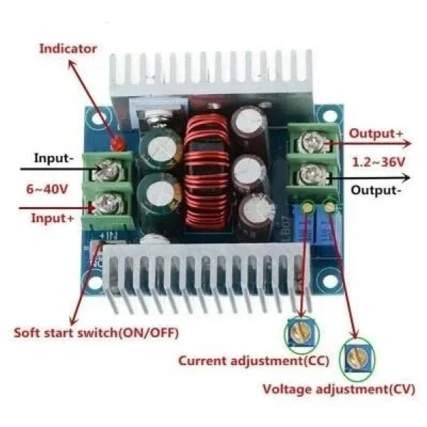 DC-DC 300W 20A Ayarlanabilir Voltaj Düşürücü Modül