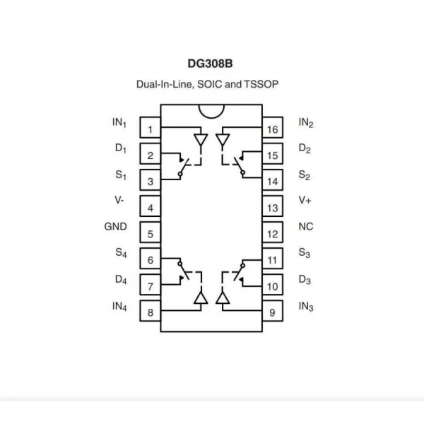 DG308BDY SOIC-16 CMOS Analog Anahtarlama Entegresi