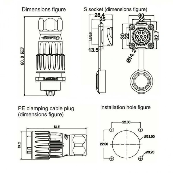 DH-20-C07SX-03-401 7-Pin Su Geçirmez Konnektör - Erkek
