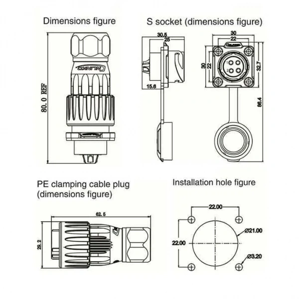 DH-20-J04SX-03-401 4-Pin Su Geçirmez Konnektör - Dişi