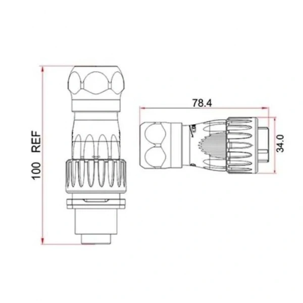 DH-24-C/RJ45/015/PE-43-001 Su Geçirmez Ethernet Konnektörü - Erkek