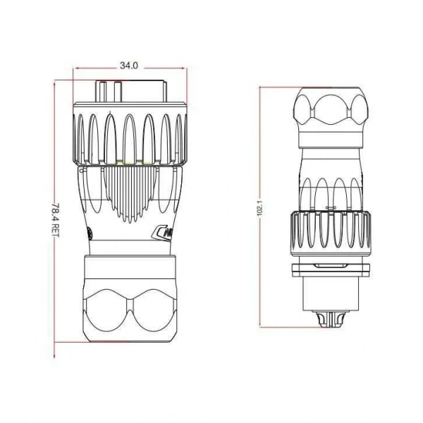 DH-24-C24PE-03-001 24-Pin Su Geçirmez Konnektör - Erkek