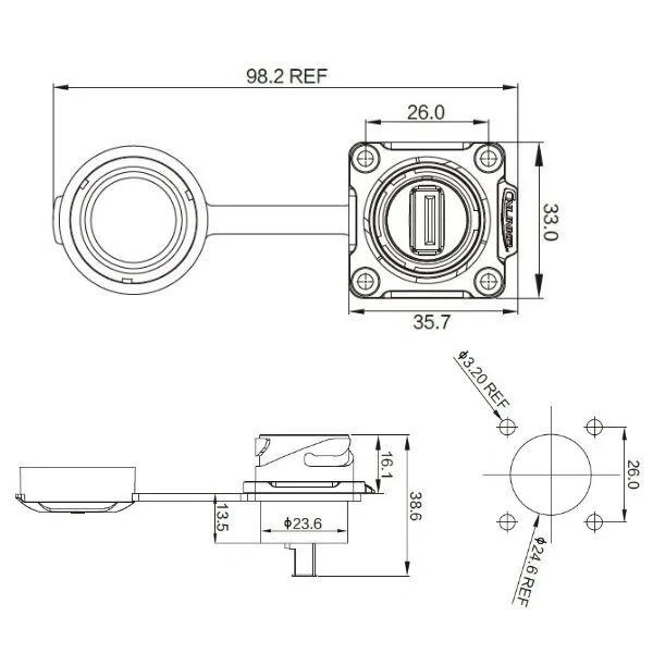 DH-24-J/USB3/213/SX-43-401 Su Geçirmez Data Konnektörü - Dişi
