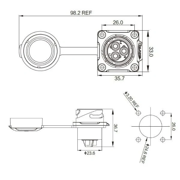 DH-24-J04SX-03-401 4-Pin Su Geçirmez Konnektör - Dişi