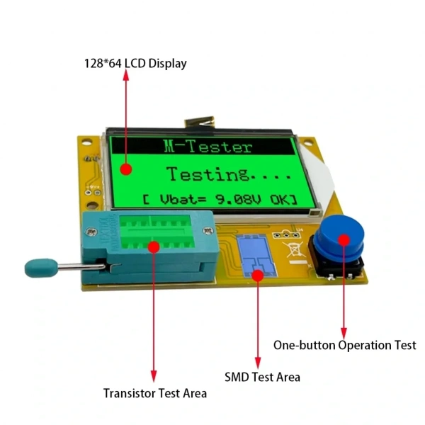Dijital Transistör Kondansatör Batarya Grafiksel Komponent Test Cihazı LCR-T4