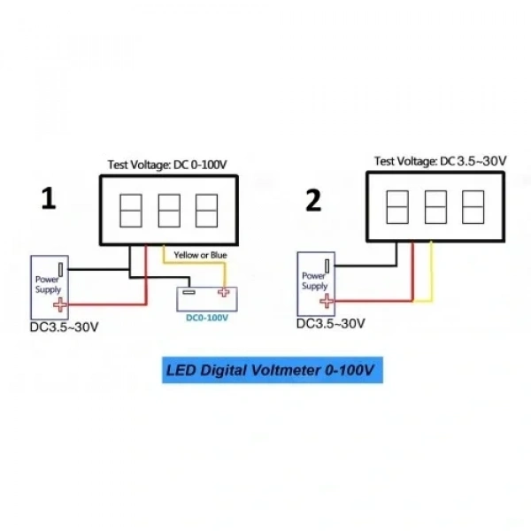 Dijital Voltmetre Ampermetre Volt Akım Ölçer DC 0-100V 10A