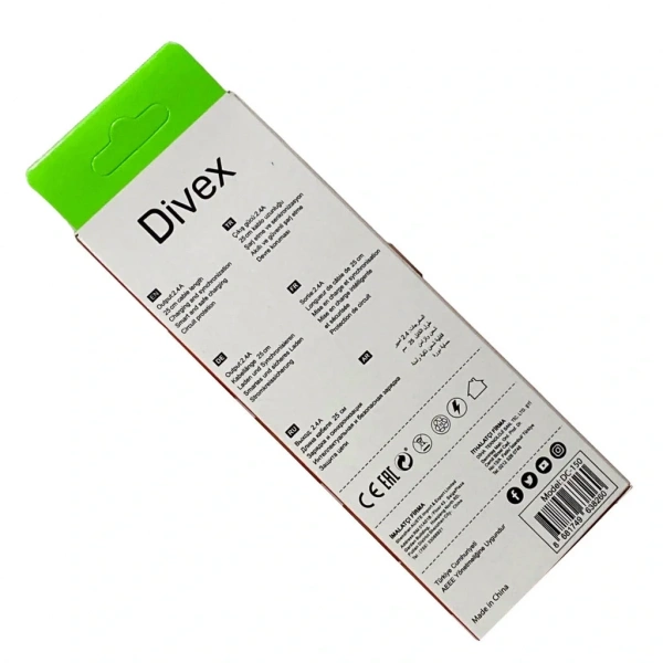 Divex 2.4A Micro USB to USB Hızlı Şarj Kablosu 25cm DC-150