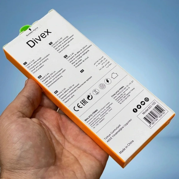 Divex 2.4A Type-C Hızlı Şarj Data Kablosu 2 Metre DC-122