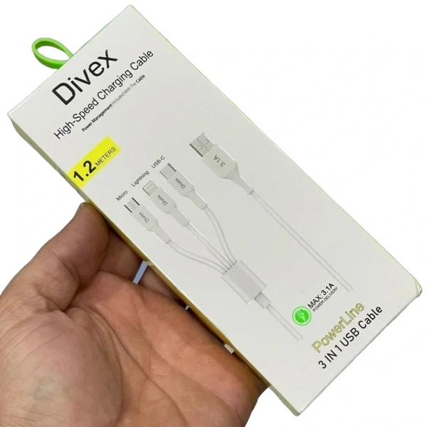 Divex 3.1A 3ü Bir Arada Hızlı Şarj Data Kablosu DC-113