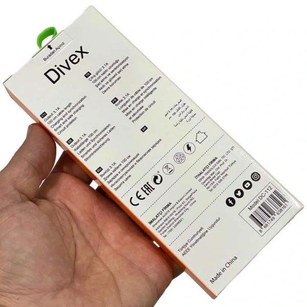 Divex 3.1A Type-C Hızlı Şarj Data Kablosu DC-112