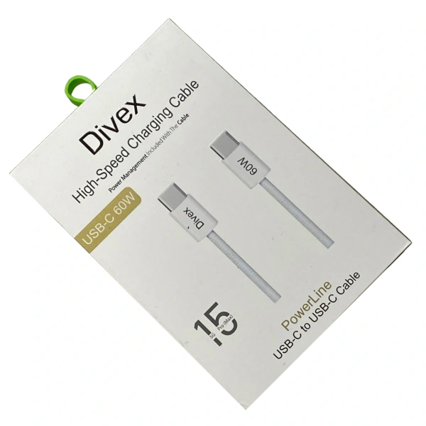 Divex 60W Yüksek Hızlı Type-C (USB-C) Şarj ve Data Kablosu DC-206