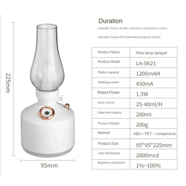 Divex Gaz Lambası Görünümlü Hava Nemlendirici Vintage Lamp Humidifier H-47