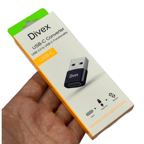 Divex Type-C Dişi USB3.0 Erkek OTG Adaptör Çevirici Siyah DC-178